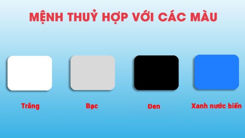 Màu sắc hợp mệnh Thủy bao gồm trắng, bạc, xanh biển và đen