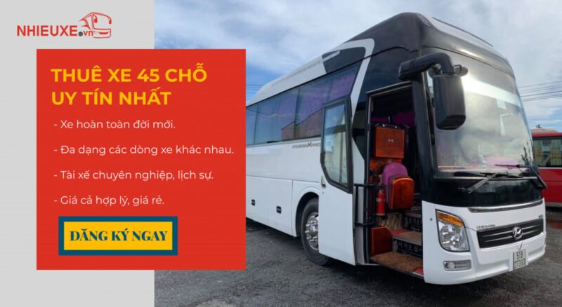 Mẫu xe khách 45 chỗ hiện đại được sử dụng cho chuyến đi