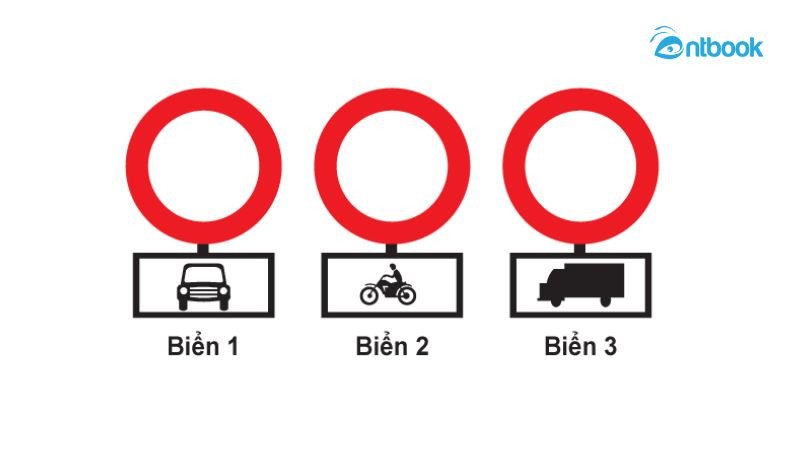Minh họa các loại biển báo giao thông liên quan đến xe mô tô hai bánh