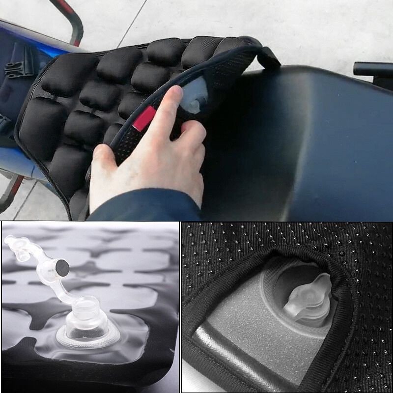 Minh họa cách bơm và xả hơi đúng kỹ thuật cho đệm ngồi xe máy