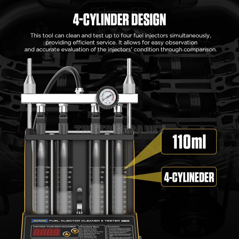 Mô tả các chế độ kiểm tra và làm sạch khác nhau của máy vệ sinh kim phun
