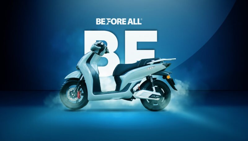 Mô tả về thiết kế tổng thể của xe máy điện BF với màu sắc nổi bật