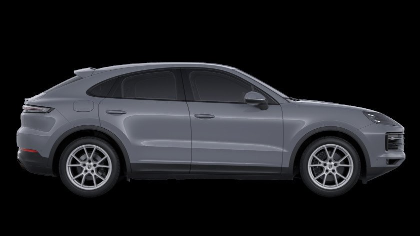 Một chiếc Porsche Cayenne Coupe đang di chuyển, thể hiện sự kết hợp giữa vẻ ngoài mạnh mẽ và sự sang trọng