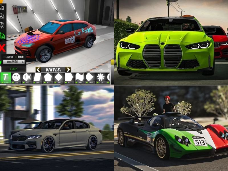 Một chiếc xe sang đang được đỗ vào vị trí trong môi trường thành phố ảo