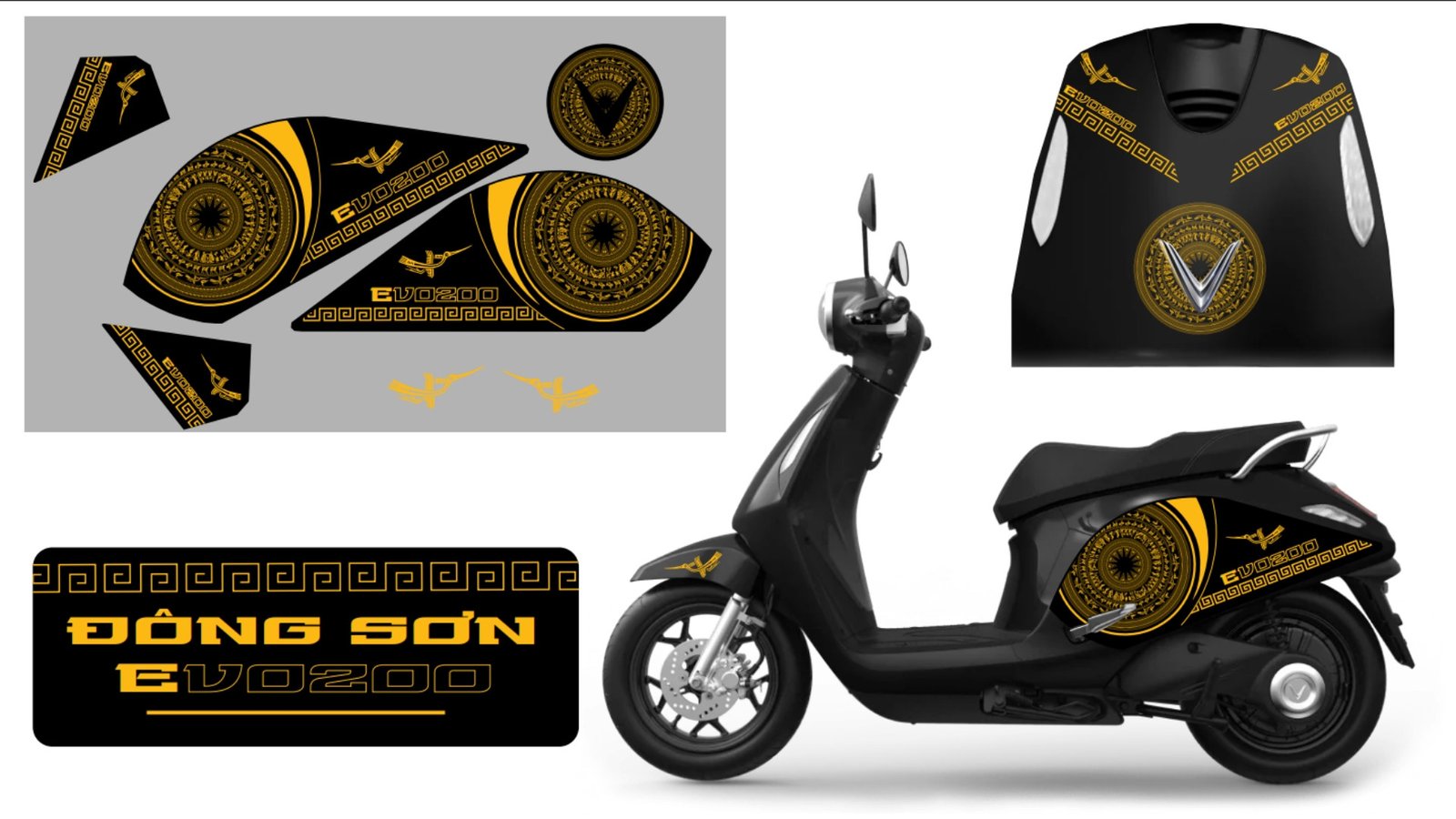 Nghệ sĩ đang thực hiện quá trình trang trí xe máy điện bằng công nghệ hiện đại