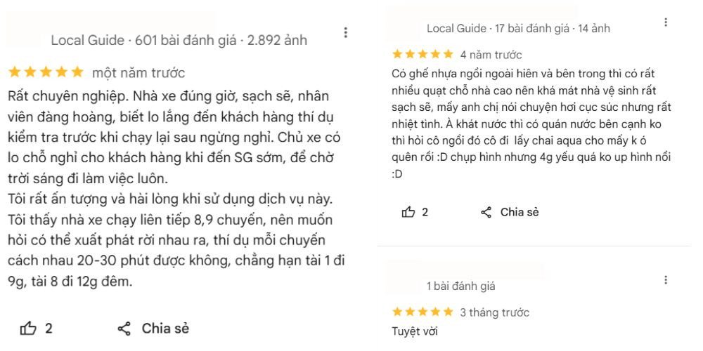 Nhà xe Như Quỳnh nhận được nhiều đánh giá tích cực từ hành khách.
