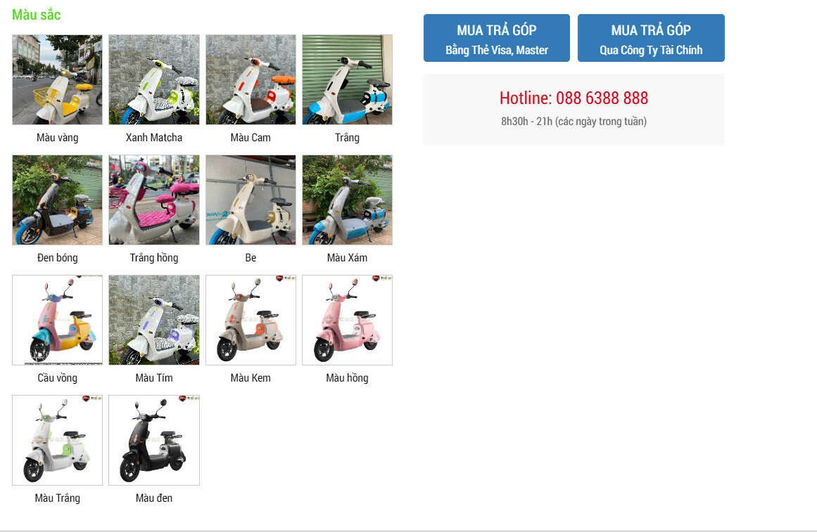 Nhiều tùy chọn màu sắc của xe điện Dylexe K1