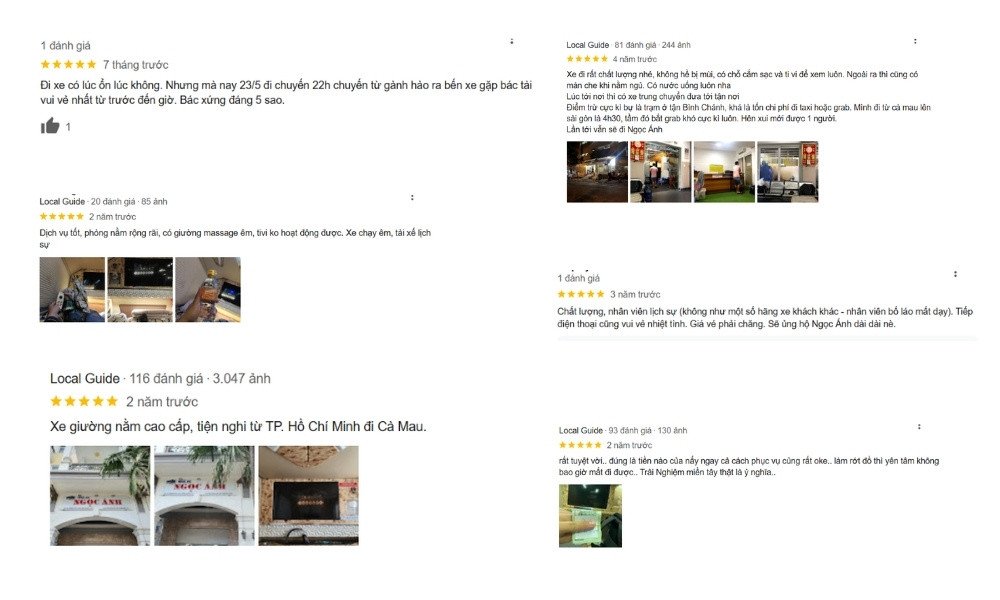 Những đánh giá tích cực của khách hàng sau khi trải nghiệm các dịch vụ của nhà xe Ngọc Ánh