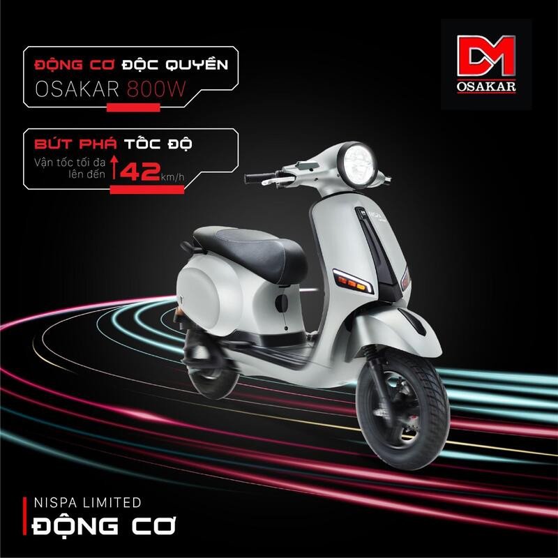 OSAKAR Nispa Limited trang bị động cơ mạnh mẽ đem tới trải nghiệm lái linh hoạt và bứt phá trên mọi hành trình
