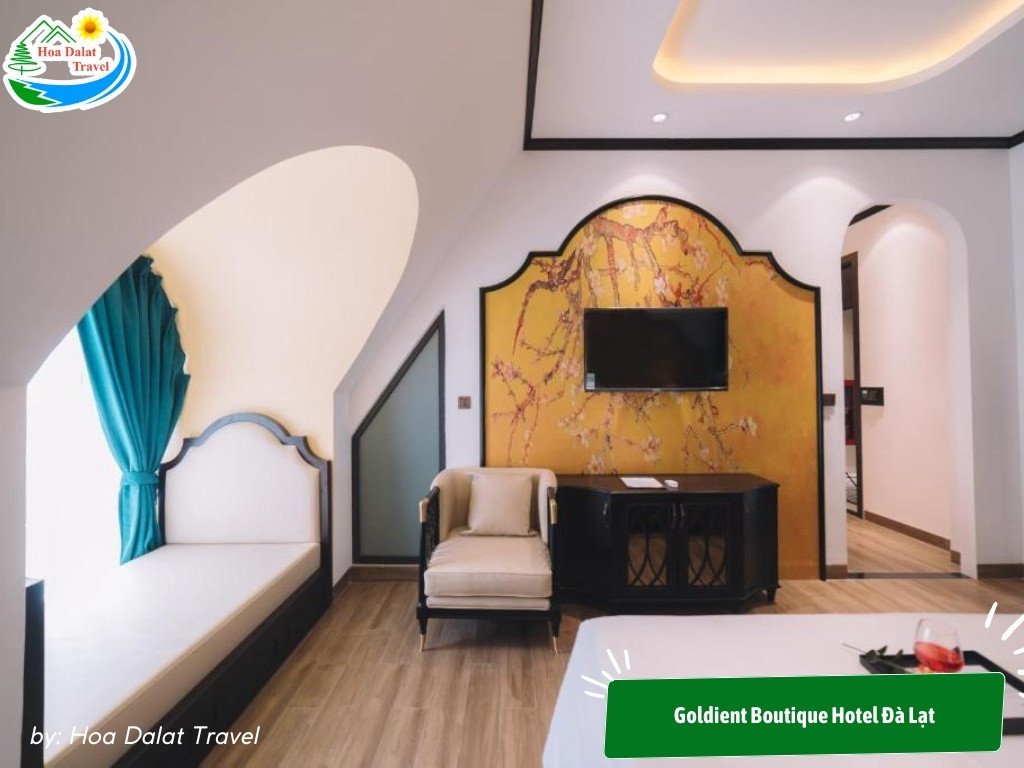 Phòng nghỉ Goldient Boutique Hotel Đà Lạt được thiết kế theo phong cách boutique hiện đại, sang trọng và ấm cúng
