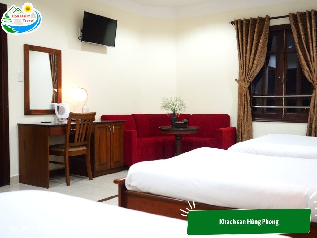 Phòng nghỉ sạch sẽ, tiện nghi khách sạn Hùng Phong