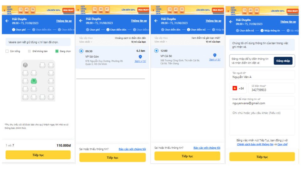 Cẩm Nang Chi Tiết Về Nhà Xe Hải Duyên TPHCM Quy trình chọn ghế và điền thông tin khi đặt vé trực tuyến
