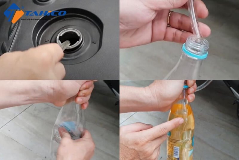 Quy trình chuẩn bị dụng cụ để lấy xăng xe máy