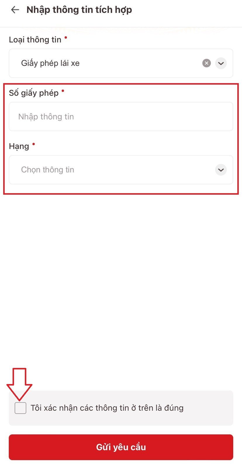Quy trình gửi yêu cầu xác thực thông tin giấy phép lái xe
