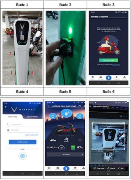 Quy trình kết nối xe máy điện VinFast với trụ sạc công cộng