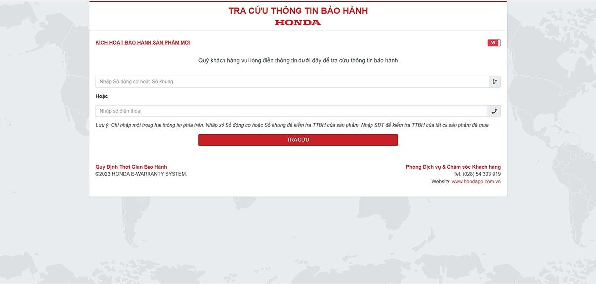 Quy trình kích hoạt bảo hành điện tử xe Honda qua website chính thức