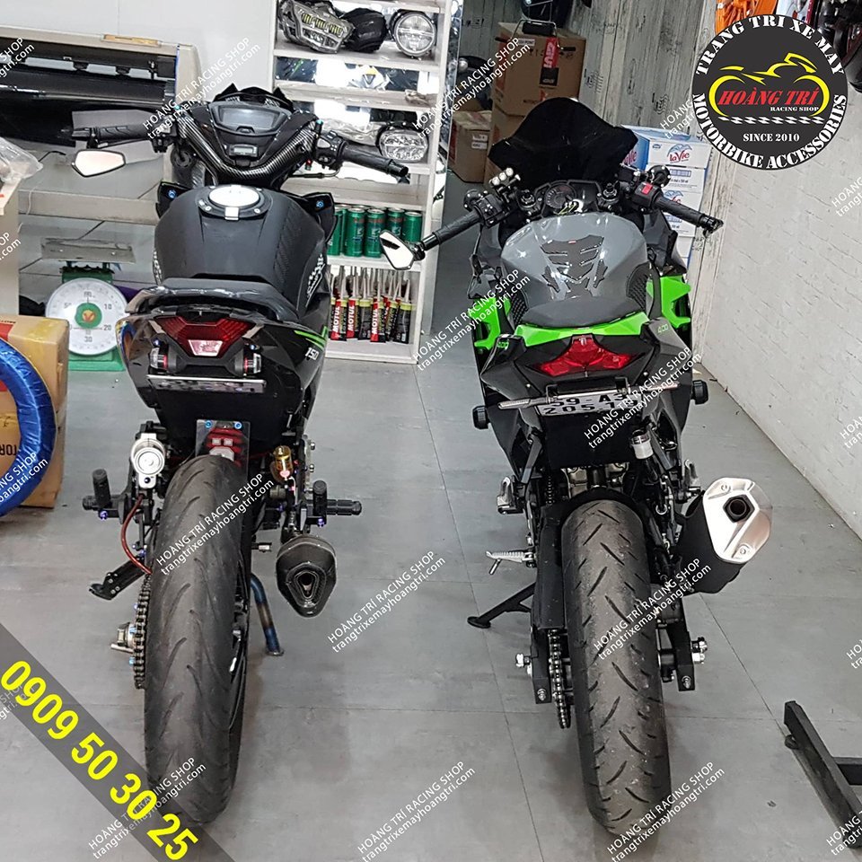 So sánh giữa chiếc Ninja 400 và chiếc Exciter 150 lên thùng đựng đồ bình xăng