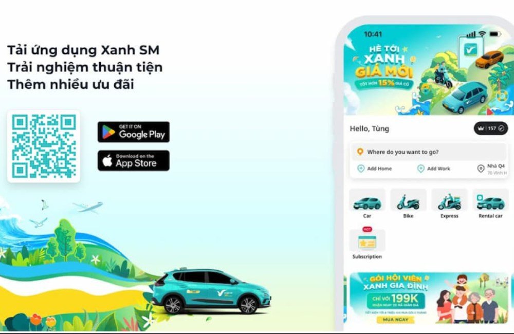 Tải ứng dụng Xanh SM và trải nghiệm ngay. (ảnh: Xanh SM)