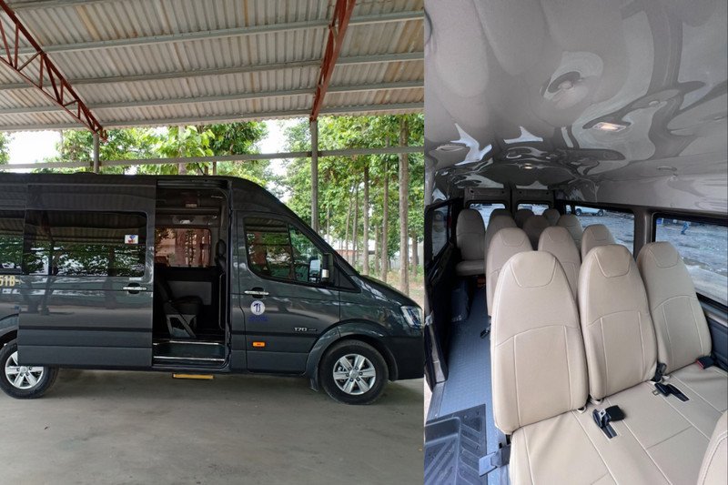 Tài xế kiểm tra số lượng hành khách trước khi khởi hành trên xe khách 16 chỗ