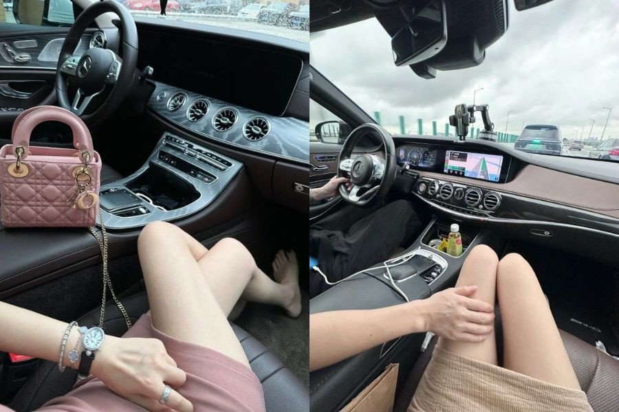 Tạo dáng thanh lịch khi ngồi ở ghế phụ xe hơi