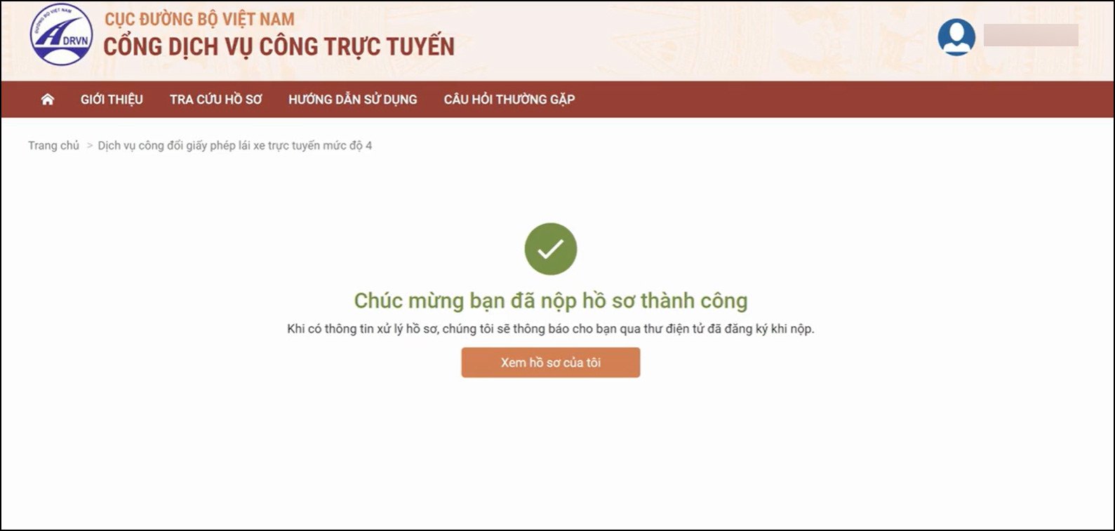 Thanh toán phí dịch vụ đổi bằng lái xe online