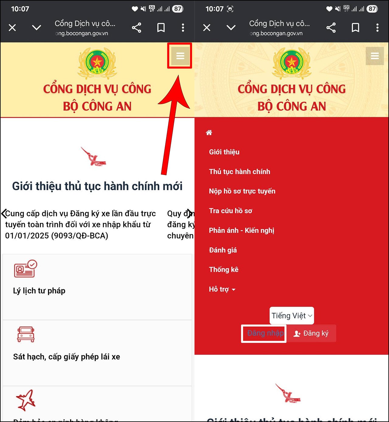 Thực hiện nộp phạt trên Cổng DVC Bộ Công An