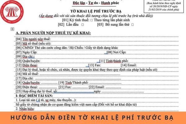 Tờ khai lệ phí trước bạ xe máy mới nhất