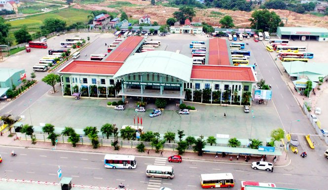 Toàn cảnh bến xe trung tâm Thái Nguyên từ trên cao