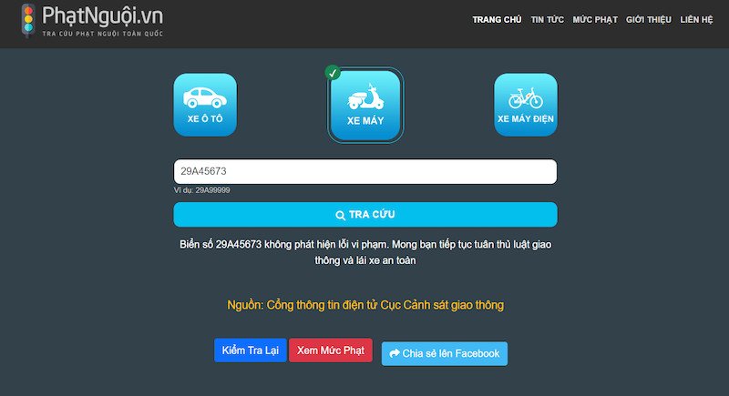 Tra cứu phạt nguội ô tô qua các trang web tổng hợp dữ liệu