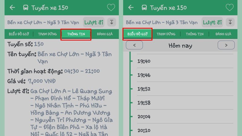 Tra cứu thông tin chi tiết tuyến xe