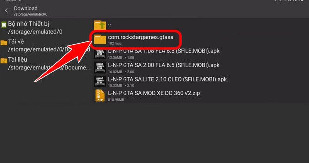 Truy cập lại thư mục game để dán dữ liệu mod xe GTA San Andreas mới