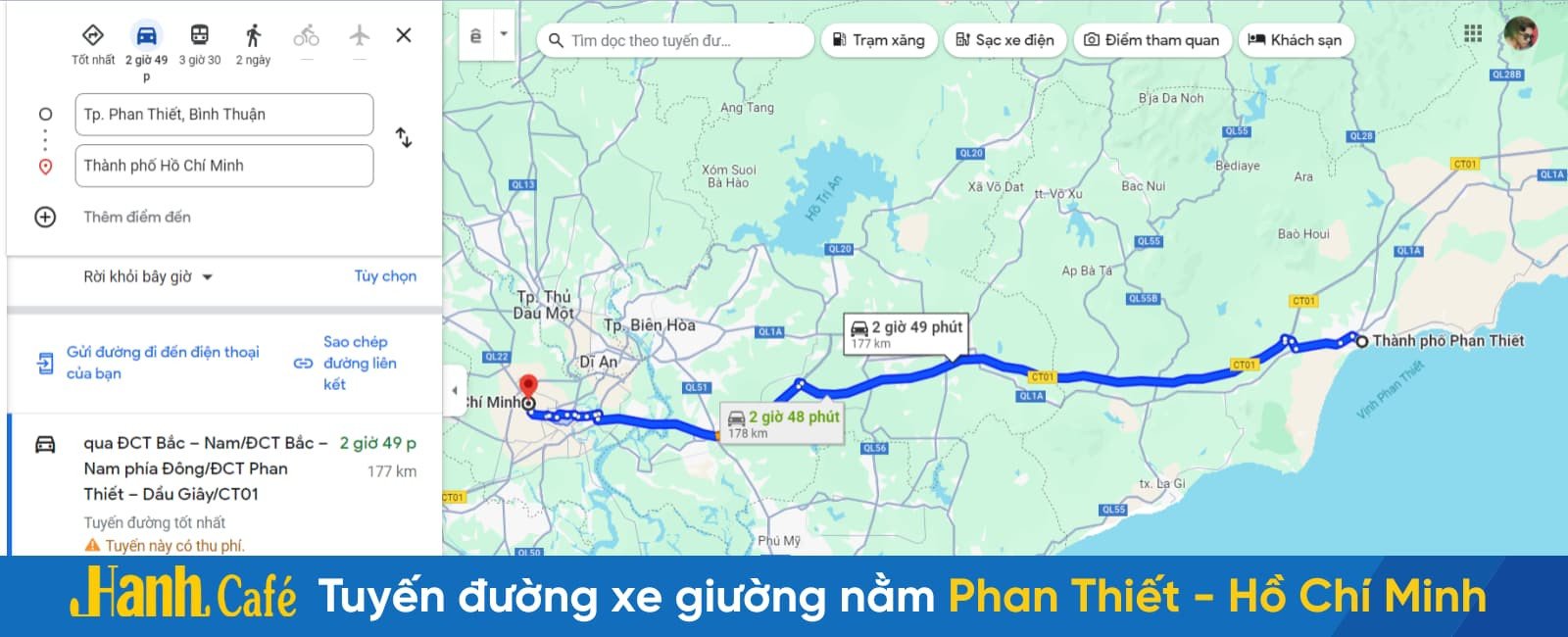 Tuyến đường cao tốc xe giường nằm Phan Thiết Sài Gòn Hồ Chí Minh