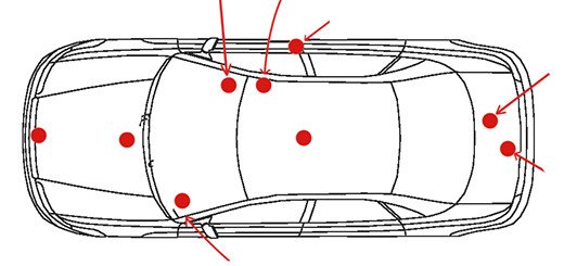 Vị trí đặt tem/bảng nhận dạng màu sơn trên xe ô tô