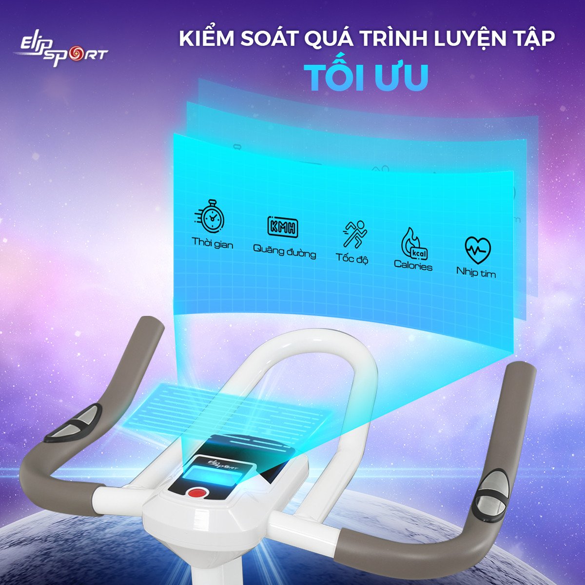 xe đạp tập thể dục thể thao tại nhà có đồng hồ thông minh