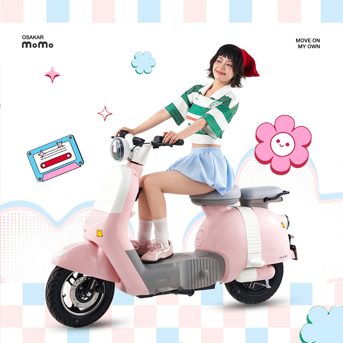 Xe điện OSAKAR MOMO nổi bật với thiết kế nhỏ gọn và màu sắc đa dạng, phù hợp với học sinh nữ cấp 3