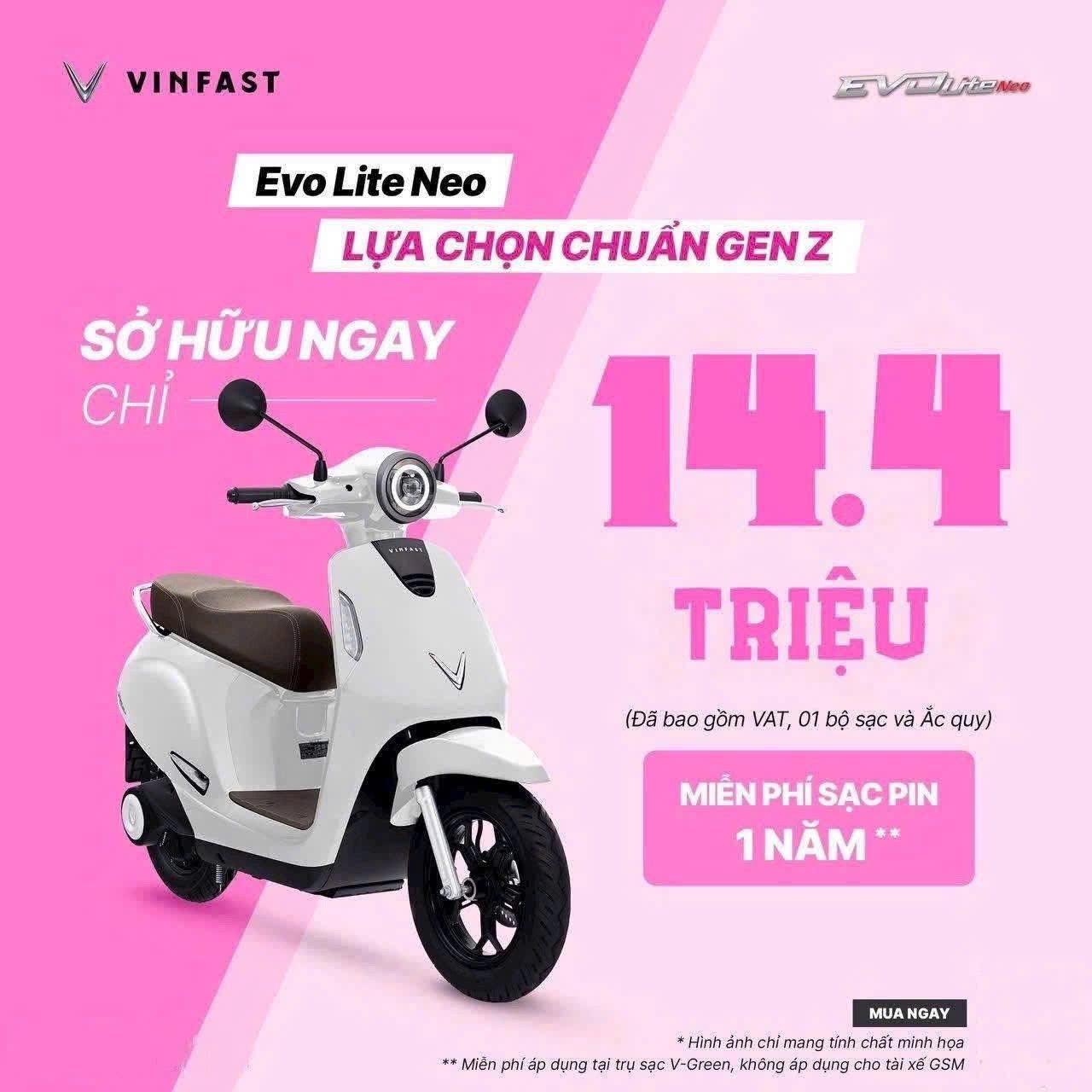 Xe máy điện VinFast Evo Lite Neo với thiết kế thể thao