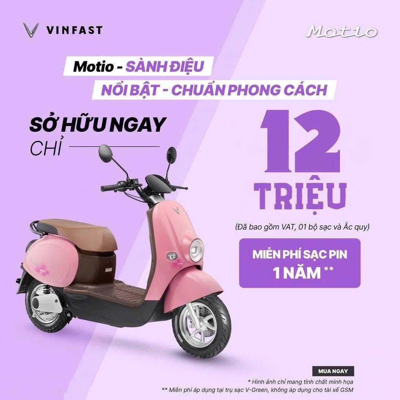 Xe máy điện VinFast Motio với giá ưu đãi trong tháng 6/2025