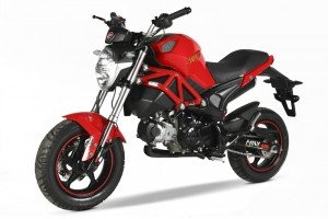Xe máy Ducati Monster Mini 110cc màu đỏ, đại diện cho phong cách thể thao trong phân khúc 110cc