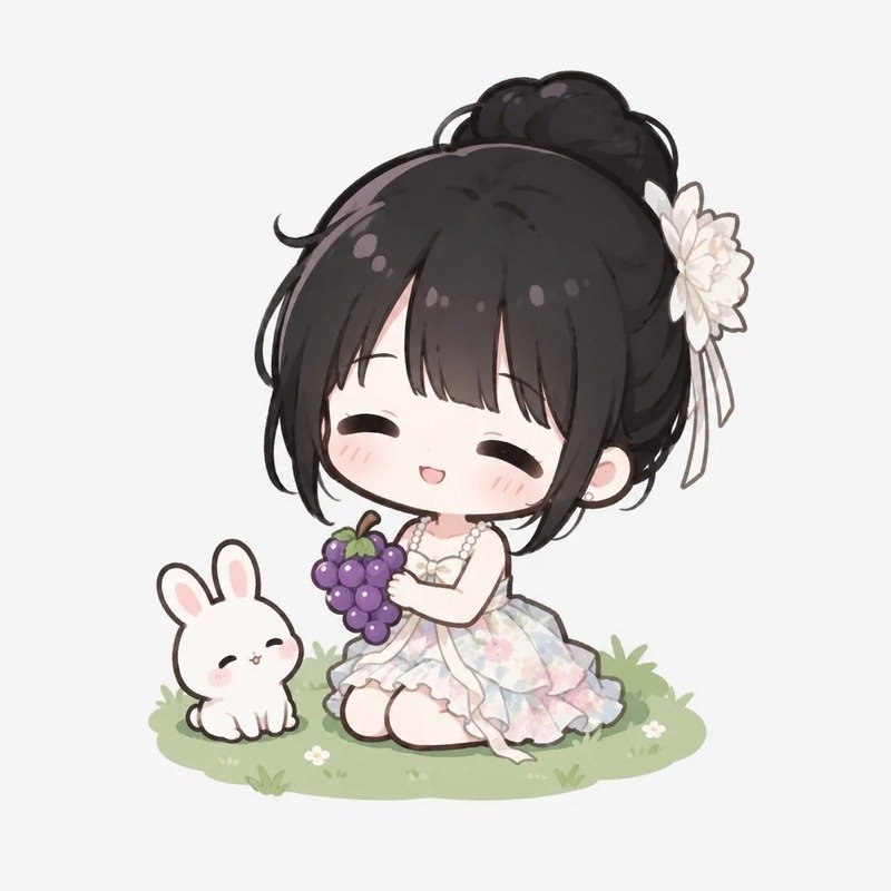 avatar chibi nữ cute màu tím